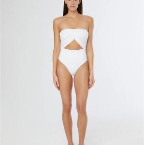 Onia Audrey white strapless one piece bathing suit with cut out never worn